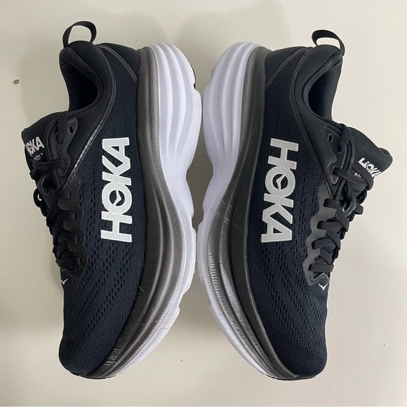 Hoka One One Bondi 8 Women’s Size 8.5B Black White Running Shoes Gym Sneakers - Picture 7 of 15